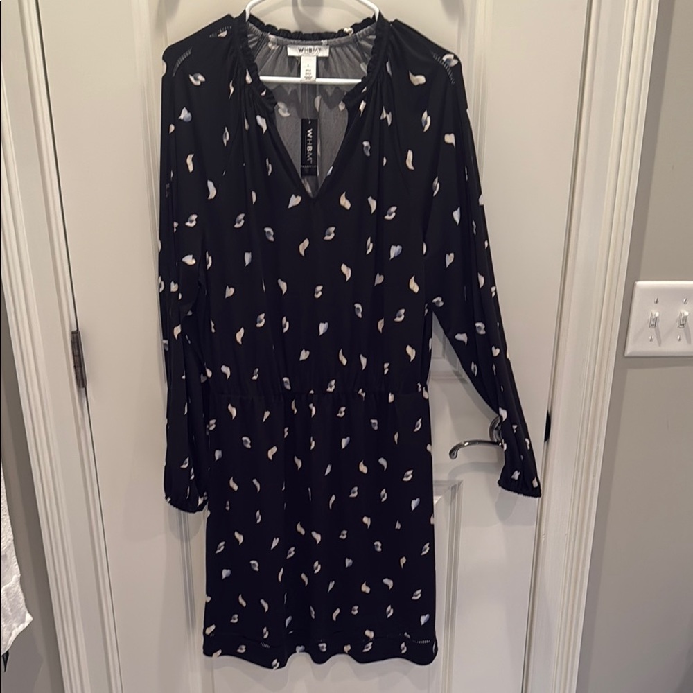 White House Black Market Blue Ruffled Wrap Dress